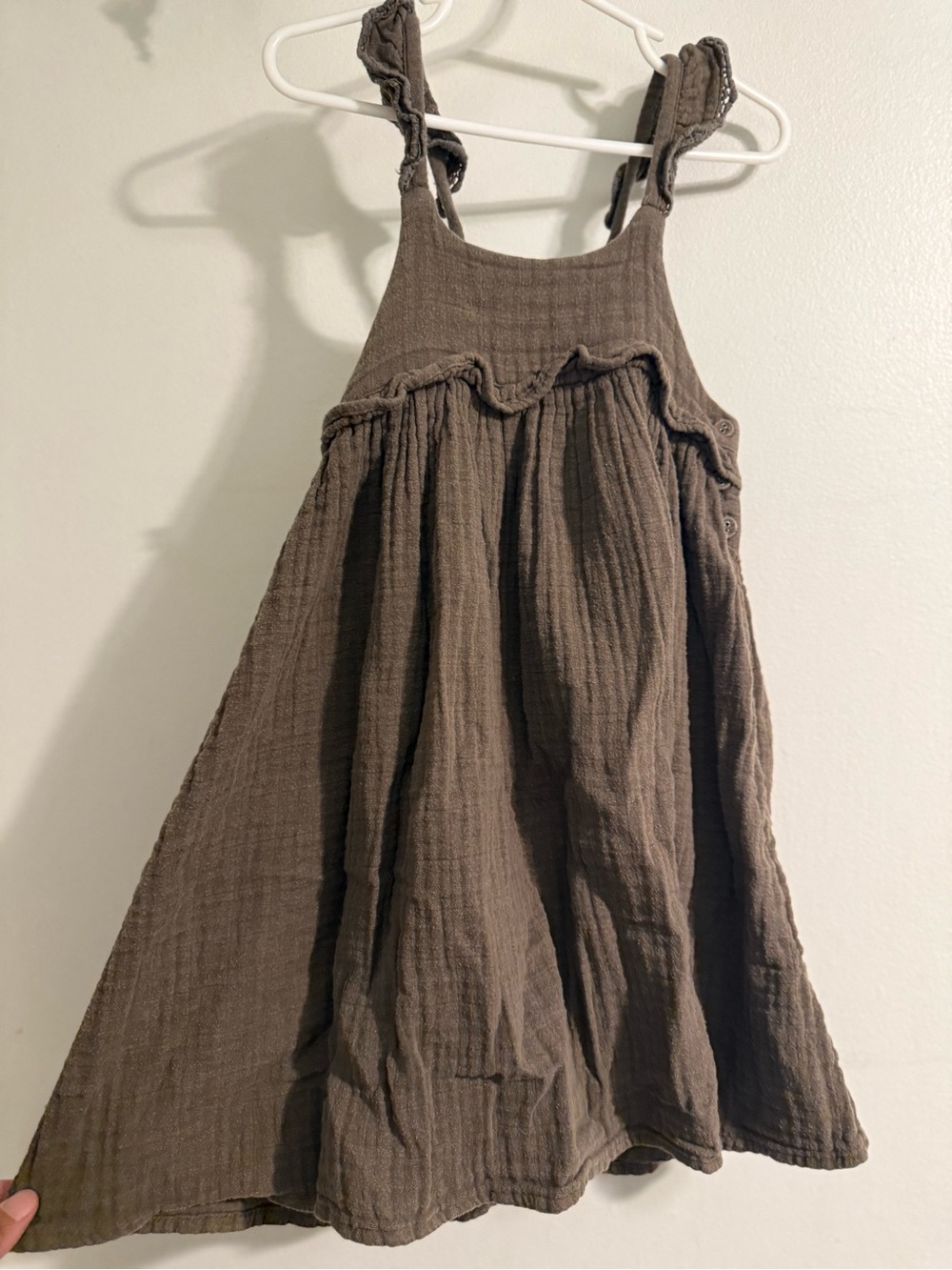 Jamie Kay Brown Ruffle-Trim Cotton Dress